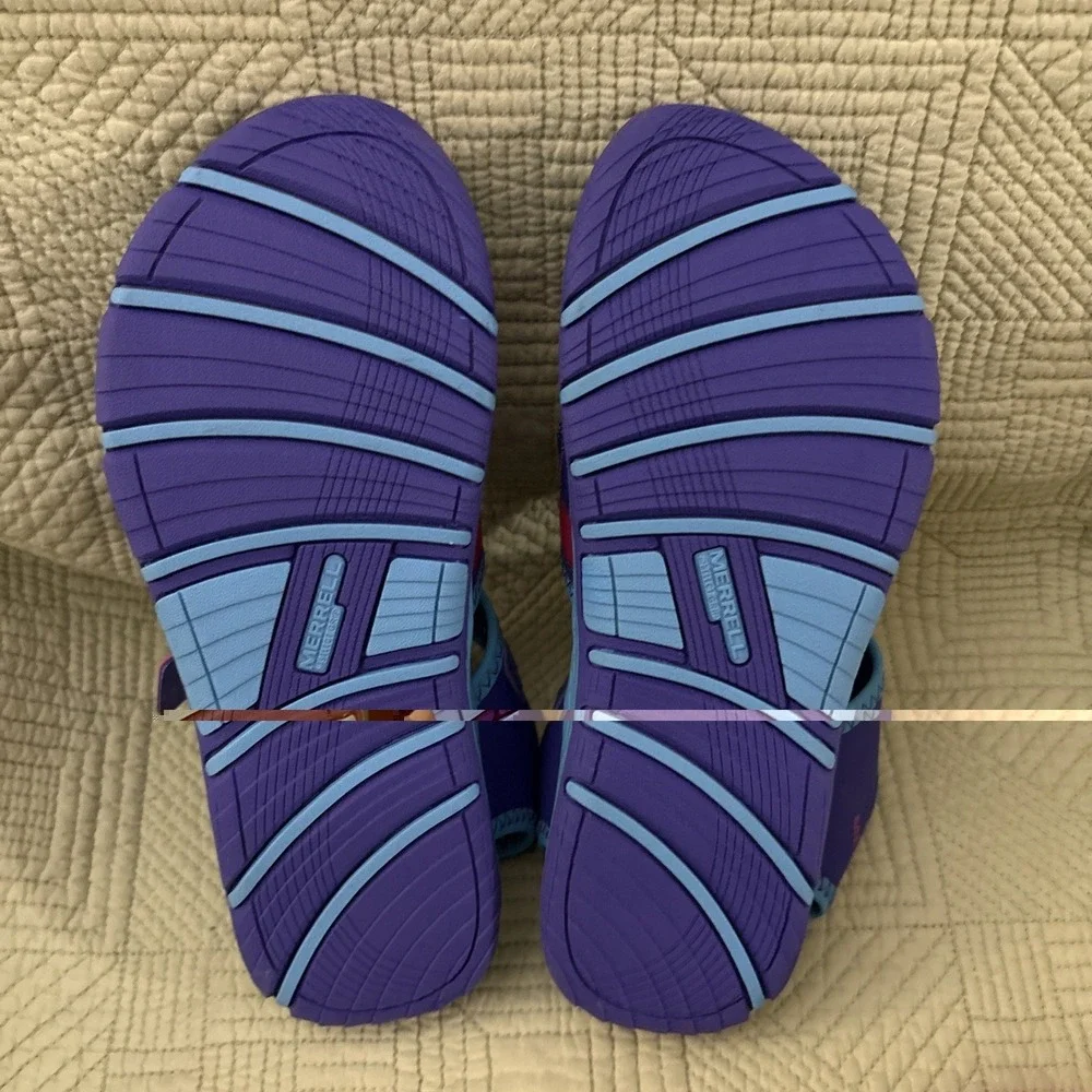 Merrell Girls Sz 4 Hiking Water Sandals Camp Lake Nature Beach Pink/Blue NEW